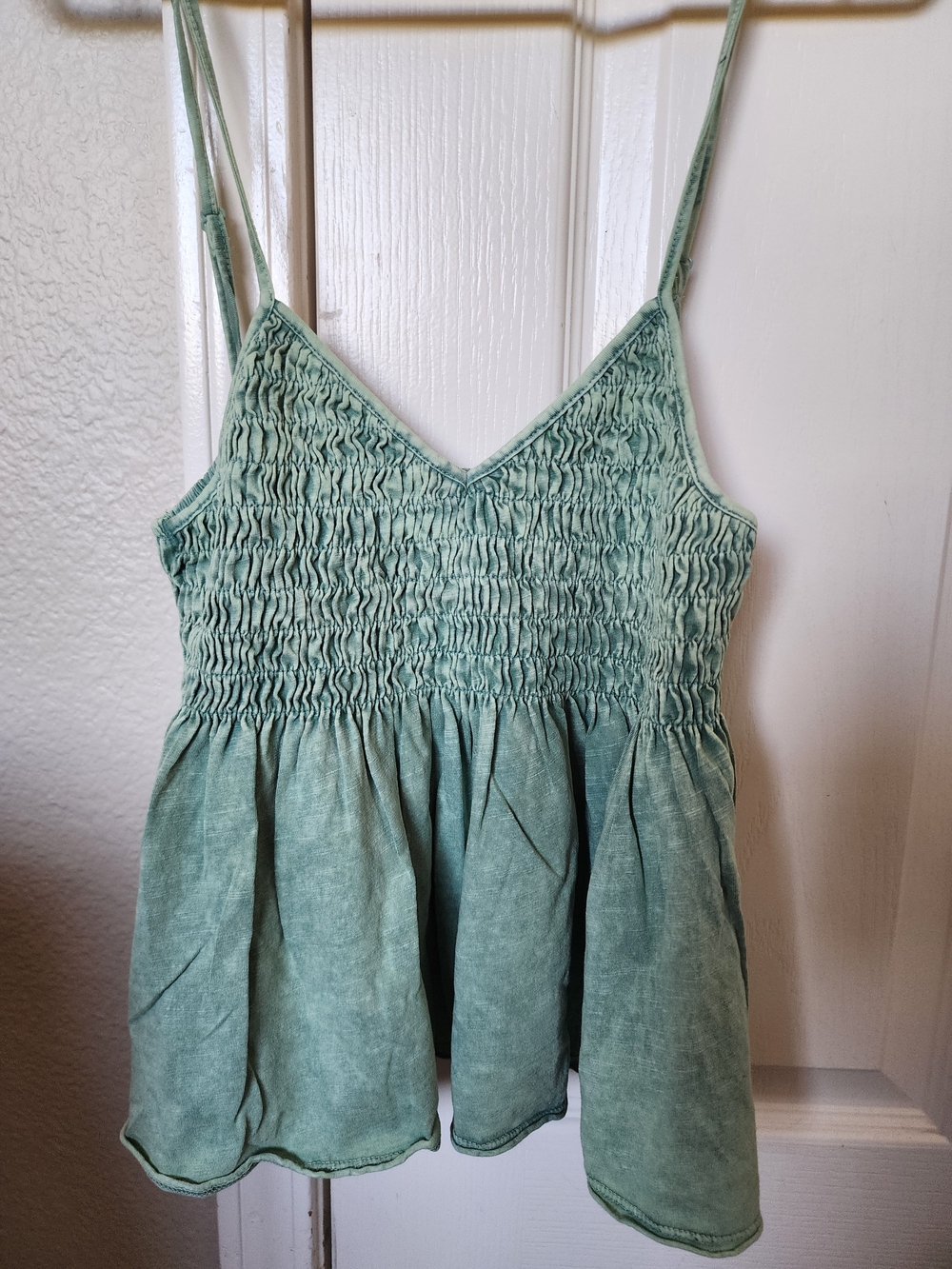Mustard Seed Sage Green Smocked Babydoll Cami Tank Top NWT S